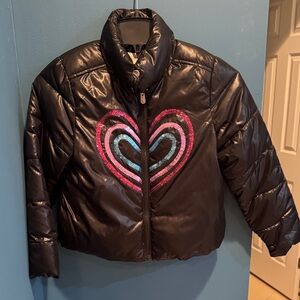 Peek Black Puffer Jacket with Heart Design